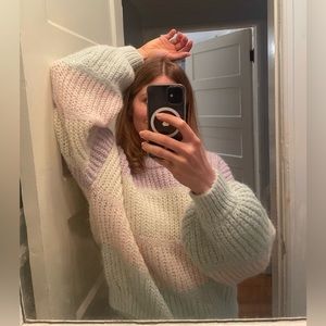 NWOT Cozy color block soft knit oversized slightly cropped by together sweater M